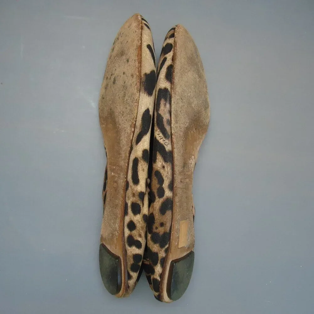 SIZE 39. Dolce & Gabbana leopard scrunch ballet flats. - Picture 5 of 14